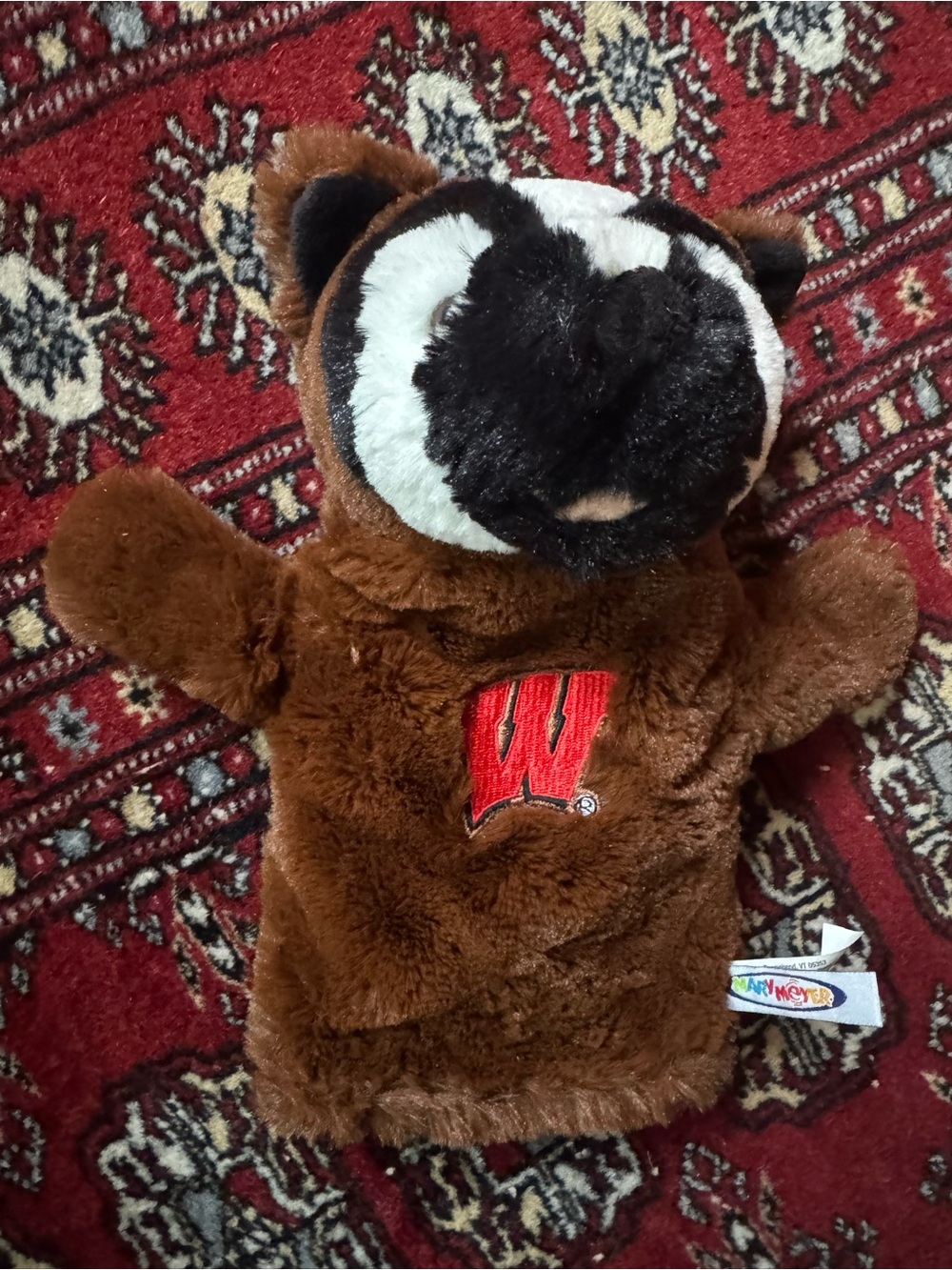 Wisconsin Badgers Plush Hand Puppet - Brown with Red W Logo Mary Meyer